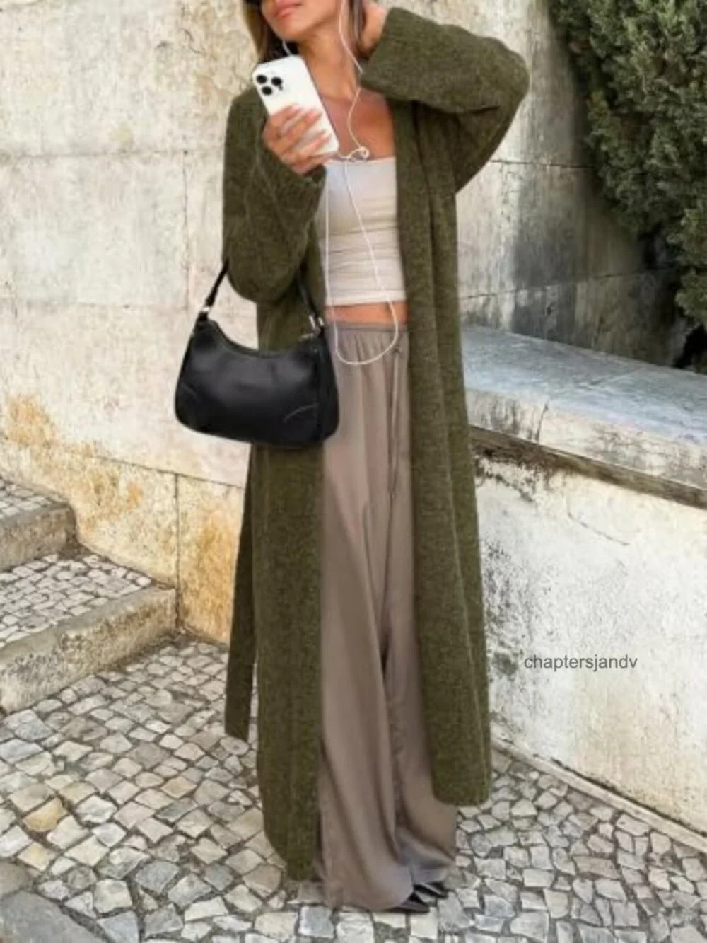Women's Oversized Long Cardigan Sweater Open Front Belted Knit